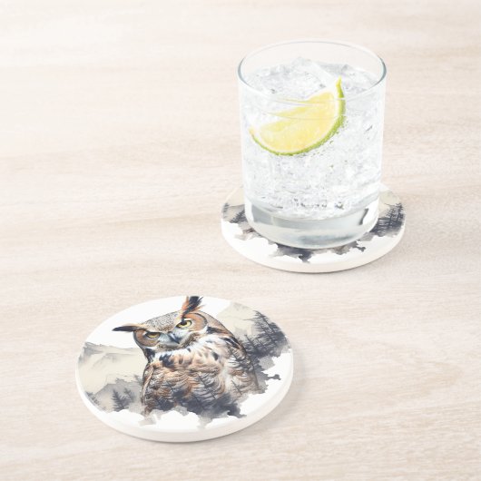 Uil Sandstone Onderzetter (Zijkant)