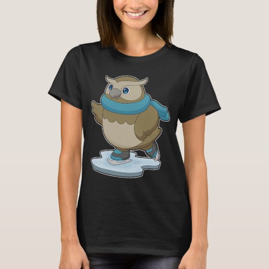 Uil Schaatsen Ice schaatsen T-shirt (Voorkant)
