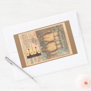 uil schattig herfst kind ambacht bruin blauw rechthoekige sticker