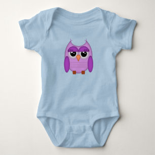 Uil Schattige Big Eyes Paarse Vogel Cartoon Dier Romper