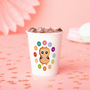 Uil Schattige Kawaii Girly Cartoon Illustratie Papieren Bekers
