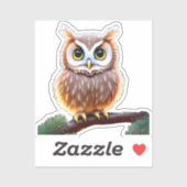 Uil 🦉Schattigee grillige wildlife bird, Natuur di Sticker (Vel)