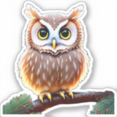 Uil 🦉Schattigee grillige wildlife bird, Natuur di Sticker (Voorkant)