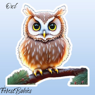 Uil 🦉Schattigee grillige wildlife bird, Natuur di Sticker