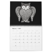 Uil schets cartoon kalender (Feb 2027)