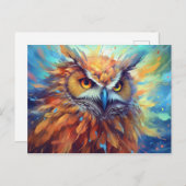 Uil Schilderen Abstracte Kunst Kleurrijke Waterver Briefkaart (Voorkant / Achterkant)
