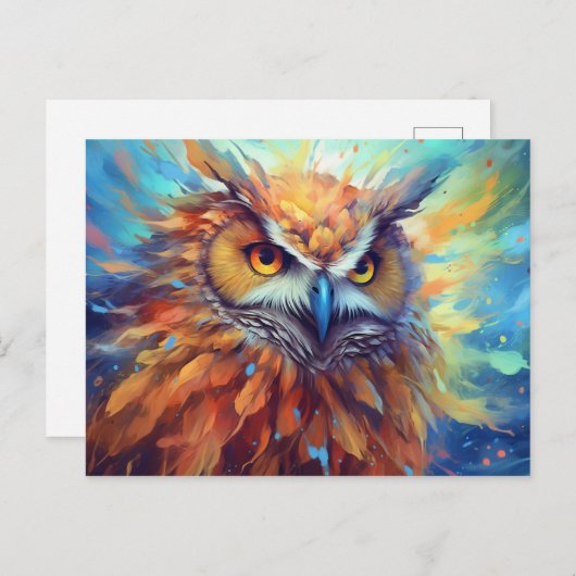 Uil Schilderen Abstracte Kunst Kleurrijke Waterver Briefkaart (Voorkant / Achterkant)