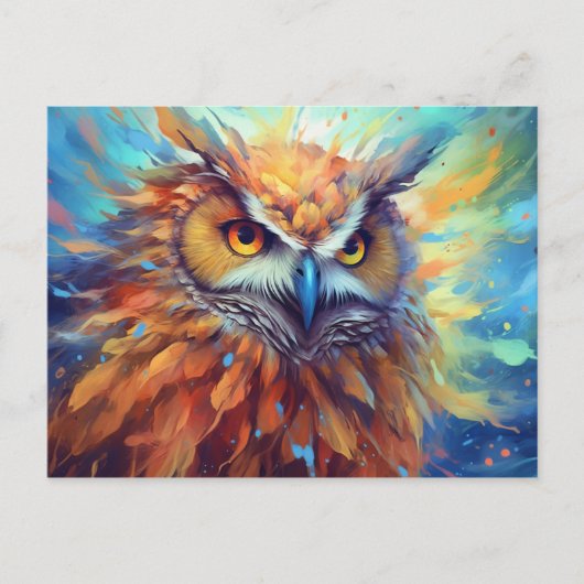 Uil Schilderen Abstracte Kunst Kleurrijke Waterver Briefkaart (Voorkant)