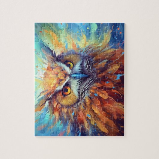 Uil Schilderen Abstracte Kunst Kleurrijke Waterver Legpuzzel (Verticaal)