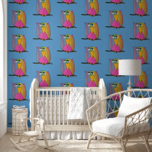 Uil schilderij kunst door kinderen behang