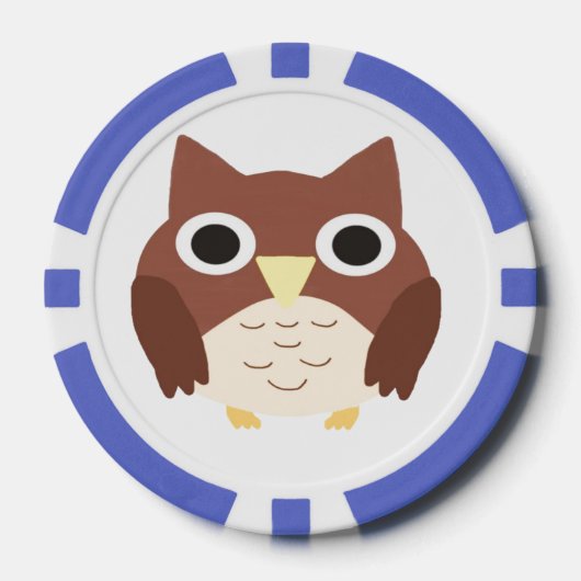Uil schilderij kunst poker chips (Voorkant)