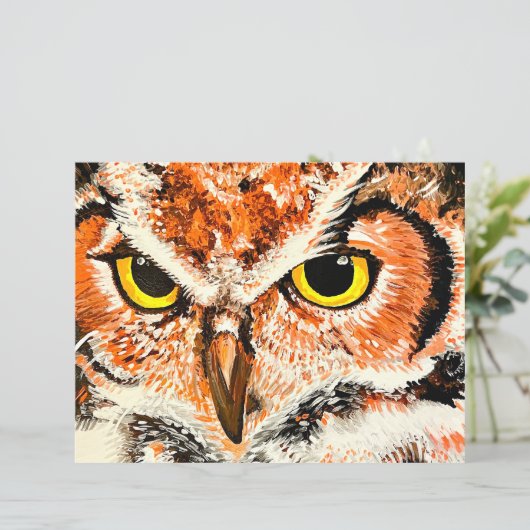 Uil schilderij Print (Staand voorkant)