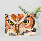 Uil Schilderij Print Feestdagenkaart (Staand voorkant)