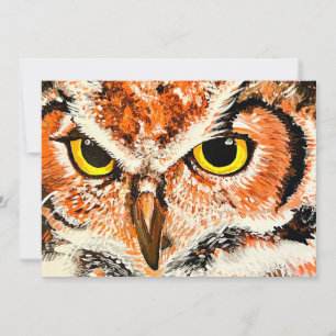 Uil Schilderij Print Feestdagenkaart