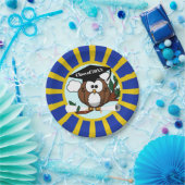 Uil school kleuren blauw en goud Afstuderen Papieren Bordje (Feest)