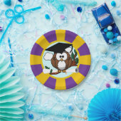 Uil school kleuren rood en goud Afstuderen Papieren Bordje (Feest)