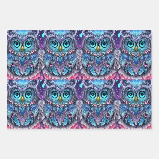 Uil set van cadeau inpakpapier vel (Voorkant 2)