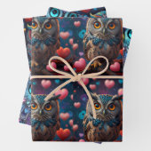 Uil set van cadeau inpakpapier vel (In situ)