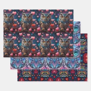 Uil set van cadeau inpakpapier vel