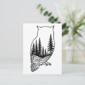 Uil Silhouet met Bos Scene Briefkaart (Staand voorkant)