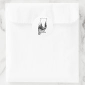 Uil Silhouet met Bos Scene Ronde Sticker (Tas)