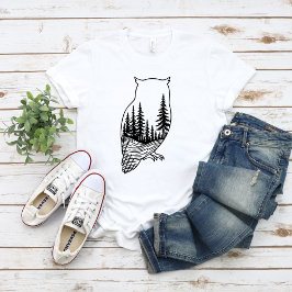 Uil Silhouet met Bos Scene T-shirt