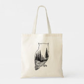 Uil Silhouet met Bos Scene Tote Bag (Achterkant)