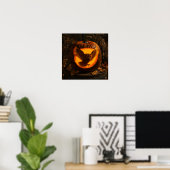 Uil Silhouet Rustieke Pompoen Poster (Thuiskantoor)