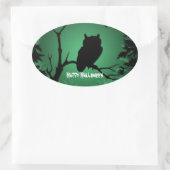 Uil Silhouette Halloween Ovale Sticker (Tas)