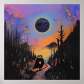 Uil Skull Black Moon Witchy AI Art Matte Waarde Poster (Voorkant)