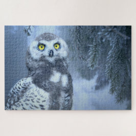 Uil Sneeuw Sneeuw Uil Vogel Winter Bos Legpuzzel