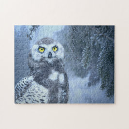 Uil Sneeuw Sneeuw Uil Vogel Winter Bos Legpuzzel