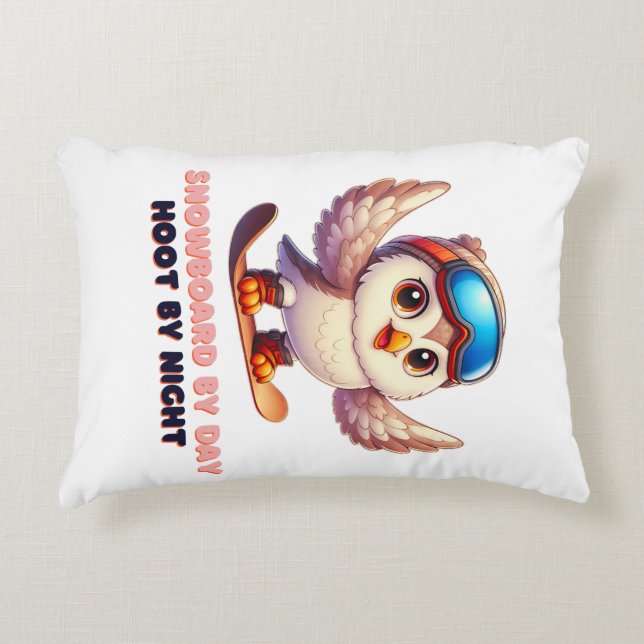 Uil Snowboard Snowboarder Winter Sport Adventure Accent Kussen (Voorkant)