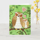 Uil Snuggles - Schattige Wenskaart Kaart (Gele Bloem)