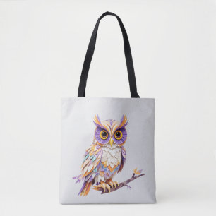 Uil speels Schattig leuk dier kleurrijke geometris Tote Bag