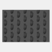 Uil Spider Evil Eye | Zwart op grijs | Inpakpapier Vel (Voorkant 3)