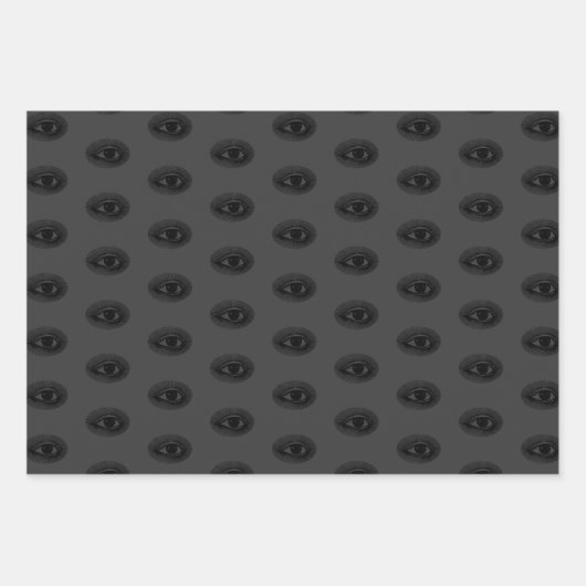 Uil Spider Evil Eye | Zwart op grijs | Inpakpapier Vel (Voorkant 2)