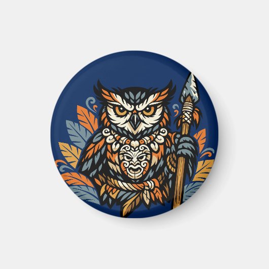 Uil Stam Krijger Klein Cadeau Magneet (Voorkant)