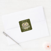 Uil steampunk skelet snor naainaald vierkante sticker (Envelop)
