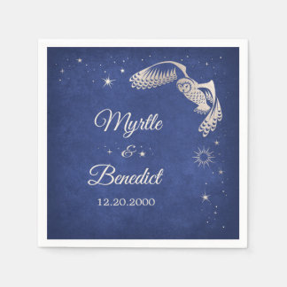 Uil Sterren Wizard Blauw Magische Trouwservetten Servet