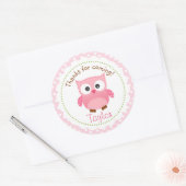 Uil Sticker roze (meisje's 1e verjaardagsfeestje g (Envelop)