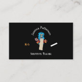 Uil Substitute Teacher Zwart Contact Kaarten Visitekaartje (Voorkant)