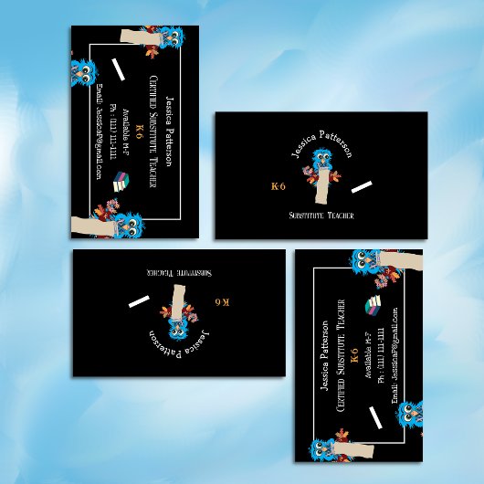 Uil Substitute Teacher Zwart Contact Kaarten Visitekaartje