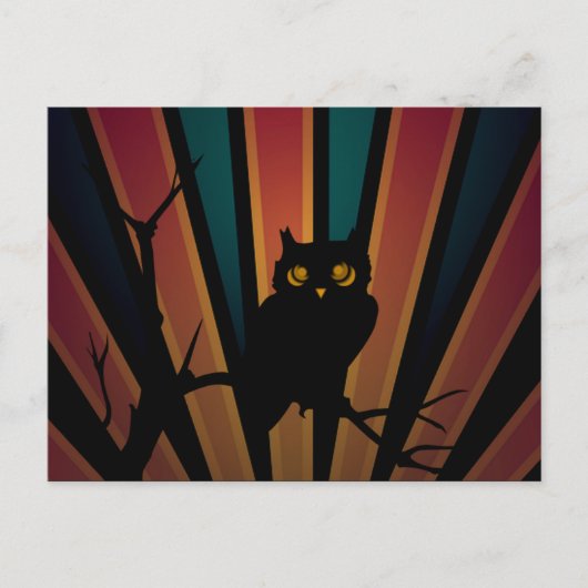 Uil Sunset Briefkaart (Voorkant)