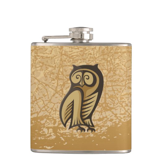 Uil Symbool Kleur Heupfles (Voorkant)