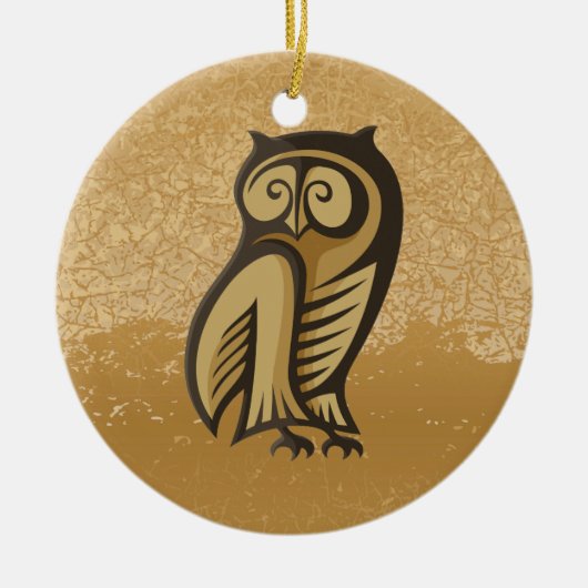 Uil Symbool Kleur Keramisch Ornament (Voorkant)