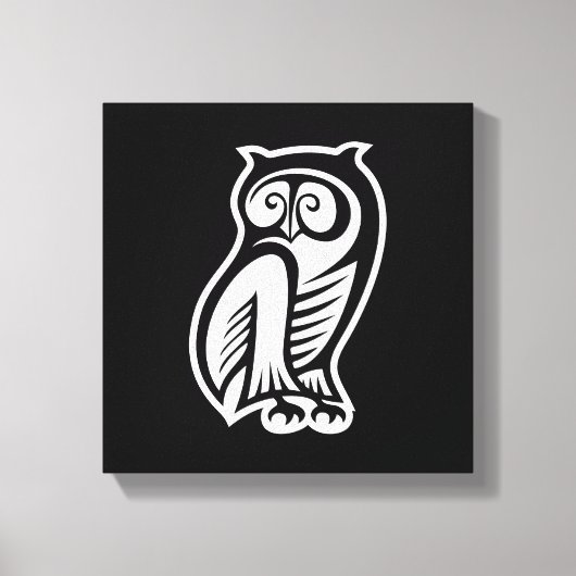Uil Symbool Wit Canvas Afdruk (Voorkant)