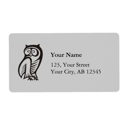 Uil Symbool Zwart Etiket (Voorkant)