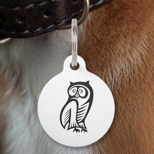 Uil Symbool Zwart Huisdierpenning (Creator heeft geüpload)