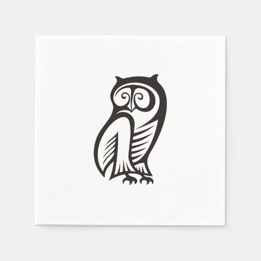 Uil Symbool Zwart Servet (Voorkant)